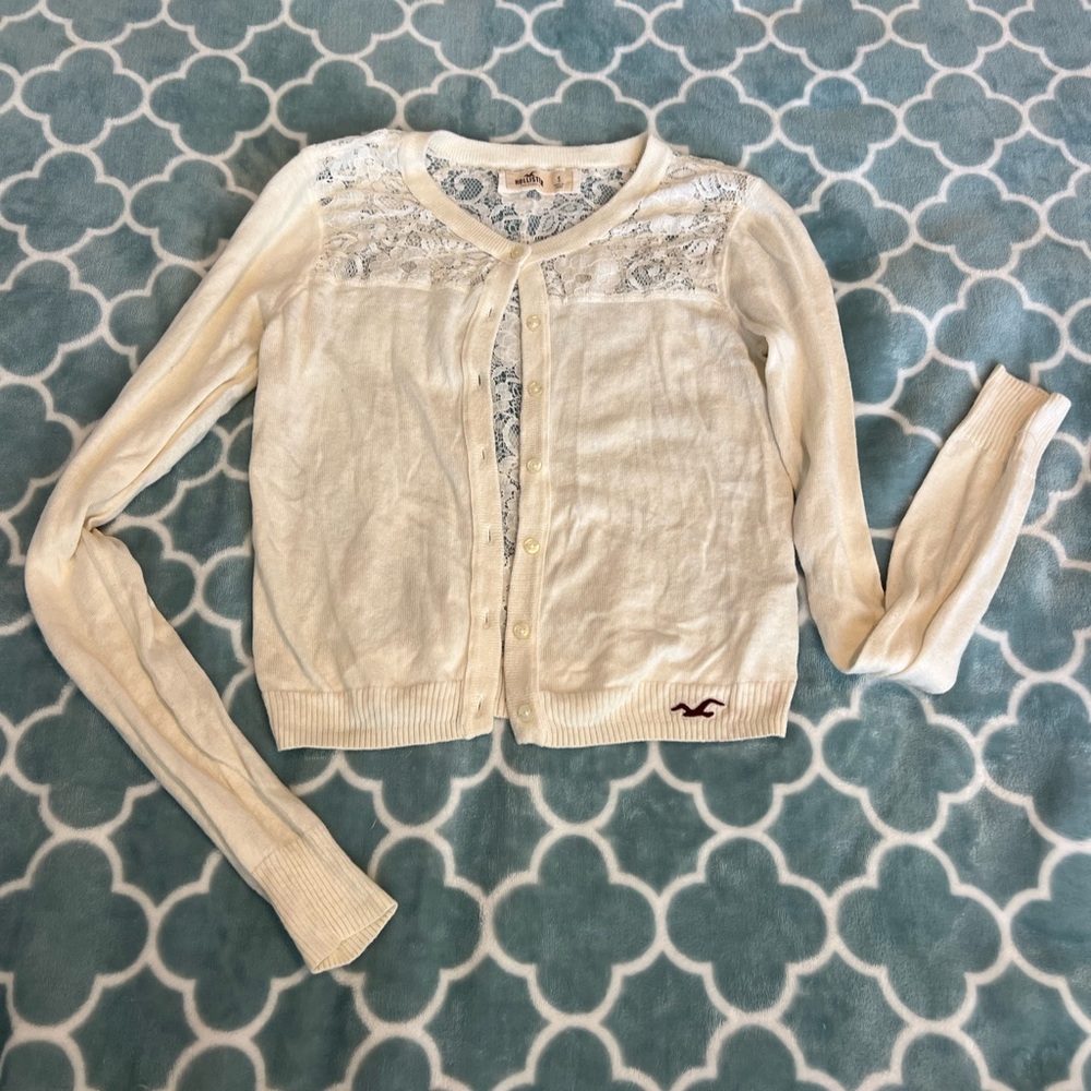 Hollister Cream Lace Cardigan